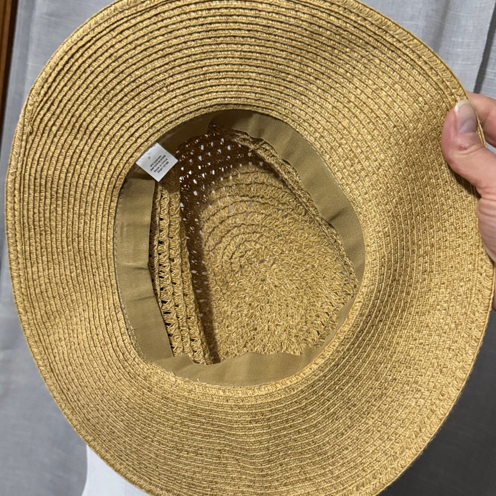 Summer Hat-Tan with Black Ribbon Detail-Paper Material-EUC - Picture 8 of 13